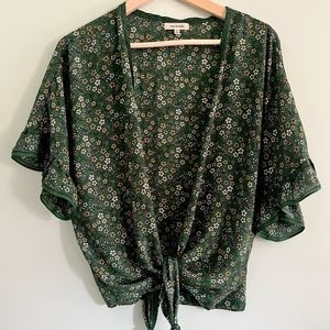 Max Studio Floral Green Button Up blouse